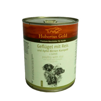 Консерва для собак Hubertus Gold Geflügel Reis, птах та рис з яблуком та грушею