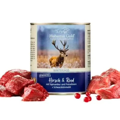 Консерви для собак Hubertus Gold Hirsch & Rind. Оленина та яловичина з топінамбуром та червоними ягодам