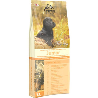 Сухий корм для цуценят від 1 місяця до 1 року Carpathian Pet Food Junior з куркою, скумбрією та сухим молоком, 3 кг