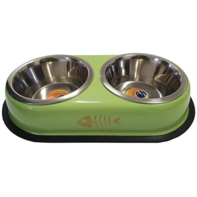 Миска для собак 4DOG DELUXE  сталь подвійна, 2 х 0