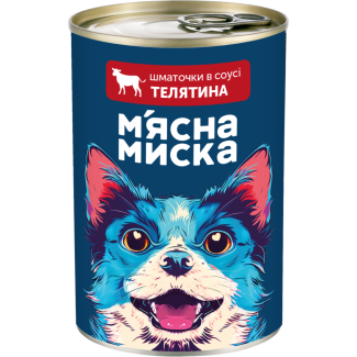Вологий корм для дорослих собак М'ясна миска шматочки в соусі з телятиною, 415 г