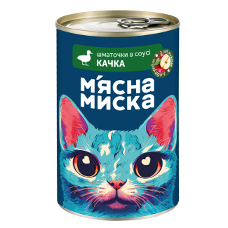 Вологий корм для дорослих котів М'ясна миска шматочки в соусі з качкою та яблуками, 415 г