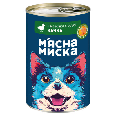 Вологий корм для дорослих собак М'ясна миска шматочки в соусі з качкою та овочами