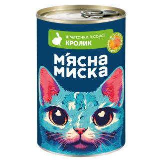 Вологий корм для дорослих котів М'ясна миска шматочки в соусі з кроликом та овочами, 415 г
