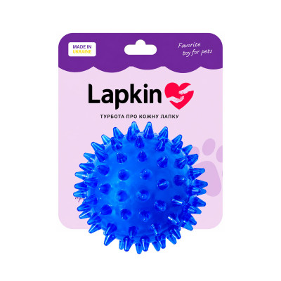 Іграшка Lapkin м'яч шипований з пищалкою для собак і котів синій