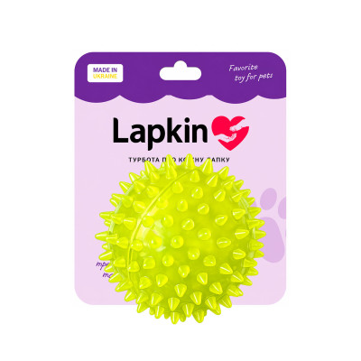 Іграшка Lapkin м'яч шипований з пищалкою для собак і котів жовтий