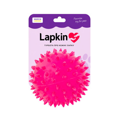 Іграшка Lapkin м'яч шипований з пищалкою для собак і котів рожевий