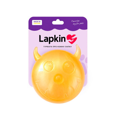 Іграшка Lapkin м'яч чортик з пищалкою для собак золотий