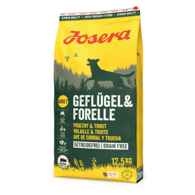 Сухий беззерновий корм для дорослих собак Josera Geflugel & Forelle з птицею і фореллю