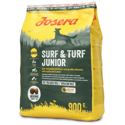 Сухий корм для юніорів Josera Surf & Turf Junior з ягням та лососем