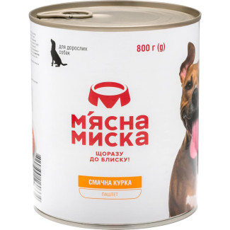Паштет для дорослих собак М`ясна миска паштет м'ясний з куркою, 800 г
